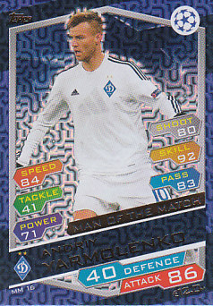 Andriy Yarmolenko Dynamo Kyiv 2016/17 Topps Match Attax CL Man of the Match #MM16